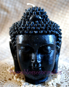 Beeswax Black Buddha Head Candle