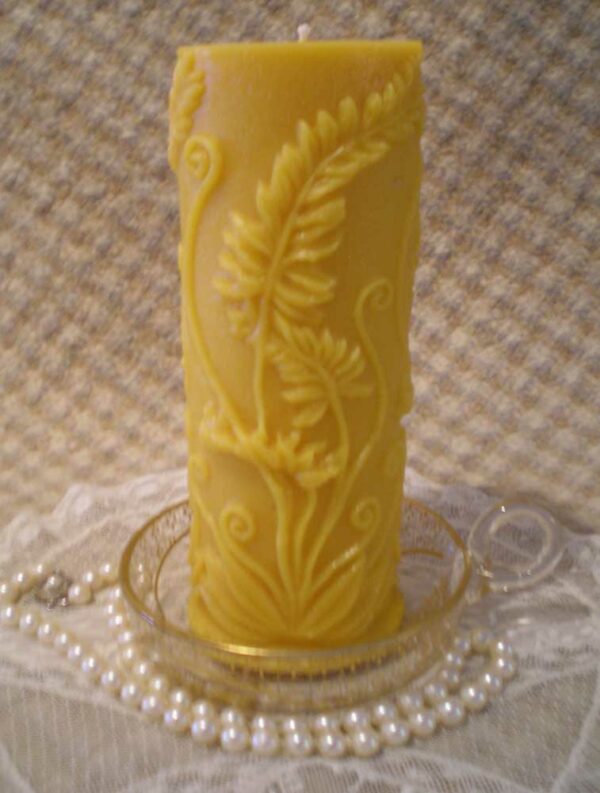 Beeswax Fern Pillar candle