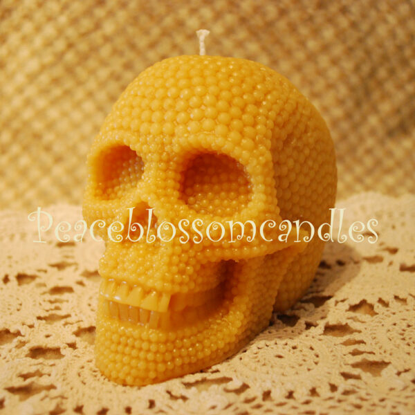 Beeswax Pearl Skull Candle