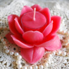 Pink Beeswax Lotus Holder