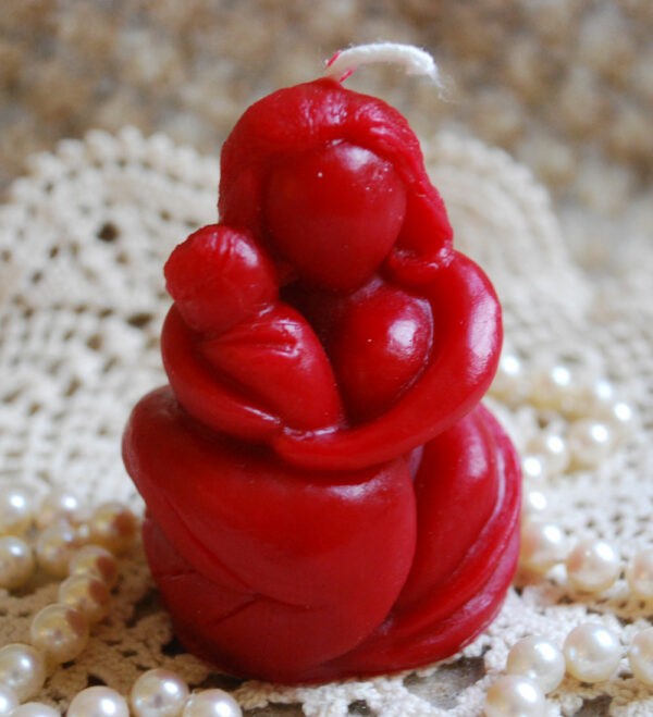 Beeswax Candle Red Mama and baby