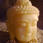 White Beeswax Budhha Head Candle