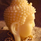 White Beeswax Budhha Head Candle