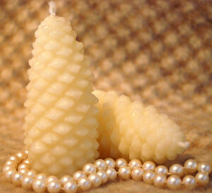 White Beeswax Pinecone Candles